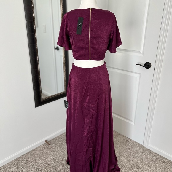 NWT lulu’s long dress maxi dress dark red burgundy women’s size small Small - Picture 9 of 16